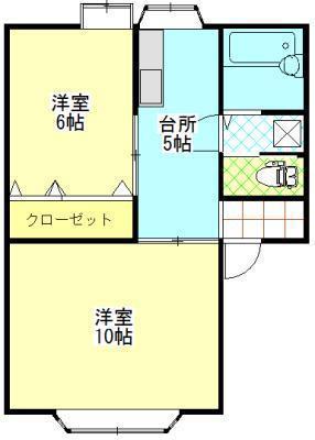 ウィングアベニュー(2DK/2階)の間取り写真