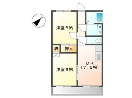 エルミタージュ(2DK/2階)の間取り写真