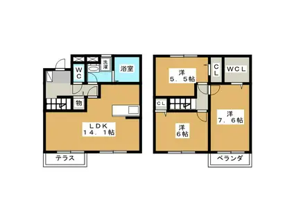 EKUR(3LDK/1階)の間取り写真