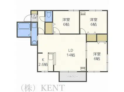 宮丘公園ヒルズ(3LDK/1階)の間取り写真