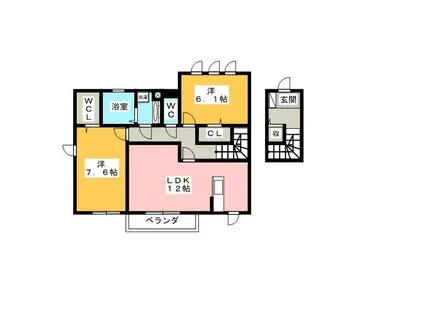 フォンティーヌ II棟(2LDK/2階)の間取り写真