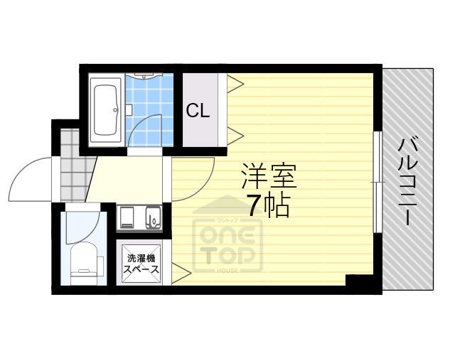 シャトーボヌゥール郡家本町(1K/1階)の間取り写真