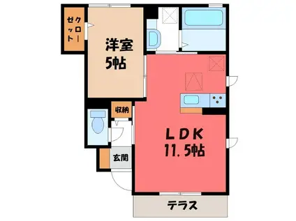 ALOUETTE(1LDK/1階)の間取り写真