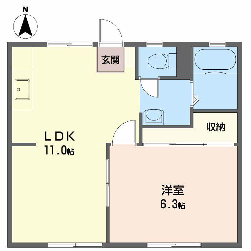 パナハイツ大石(1LDK/1階)の間取り写真