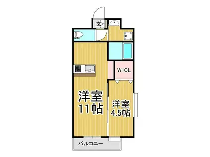 LIBERTE鹿児島中央(1LDK/2階)の間取り写真