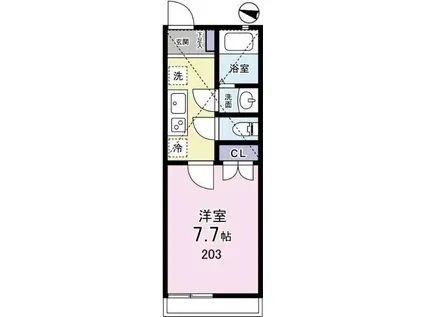 ウッドベリー(1K/2階)の間取り写真