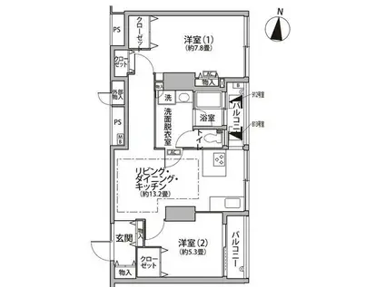 東雲キャナルコートCODAN12号棟(2LDK/8階)の間取り写真