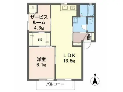 カサベルデB(1SLDK/2階)の間取り写真