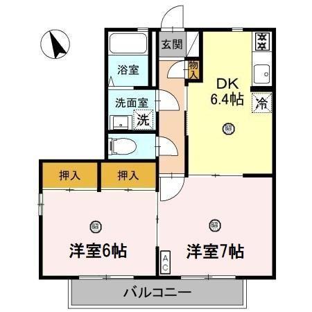 シャーメゾン240(2DK/2階)の間取り写真