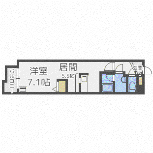 コンパス白石(1DK/4階)の間取り写真