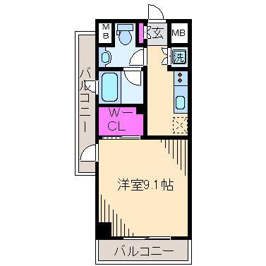 ラティエラ武蔵小杉(1K/3階)の間取り写真