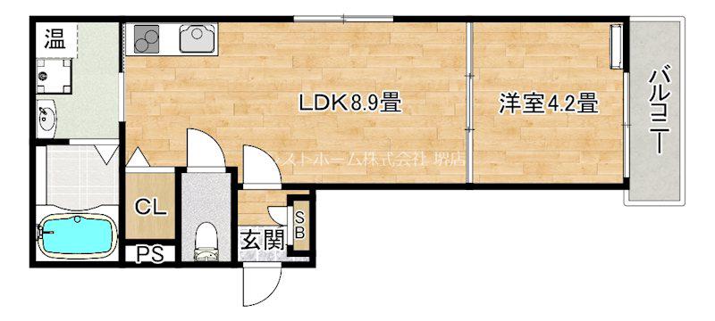 マリブガーデン堺駅前(1LDK/2階)の間取り写真