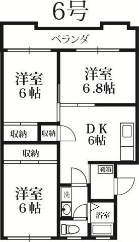 マンションエスティー(3DK/3階)の間取り写真
