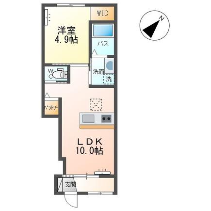 閑静な住環境が魅力(1LDK/1階)の間取り写真