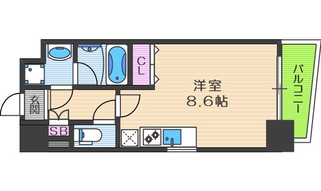 S-RESIDENCE福島LUXE(ワンルーム/3階)の間取り写真