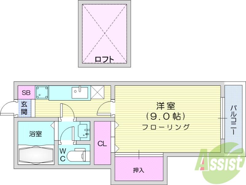 ルピシアS(1K/1階)の間取り写真