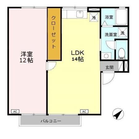 プラムヒルズ(1LDK/1階)の間取り写真