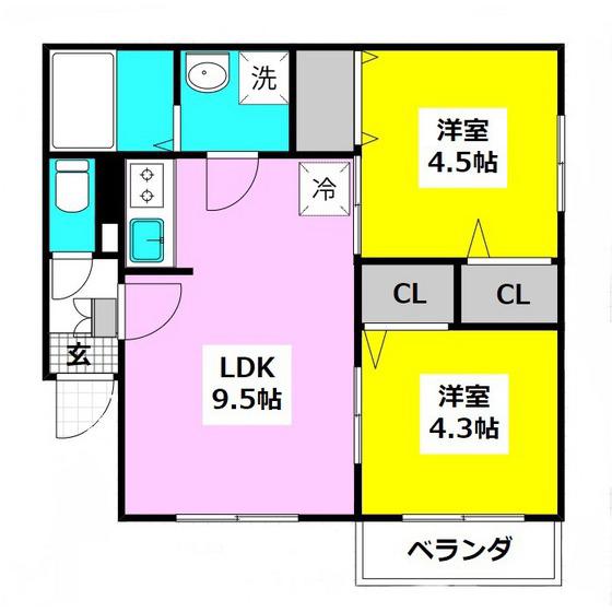 デプレNOB博多駅南(2LDK/2階)の間取り写真