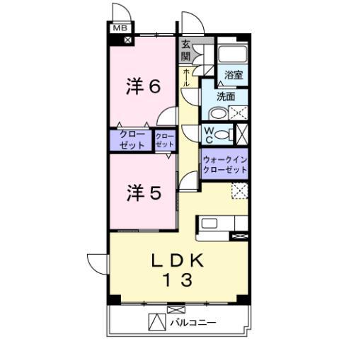 パラッツオ(2LDK/3階)の間取り写真