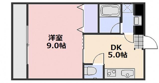 レプトン大福(1DK/2階)の間取り写真