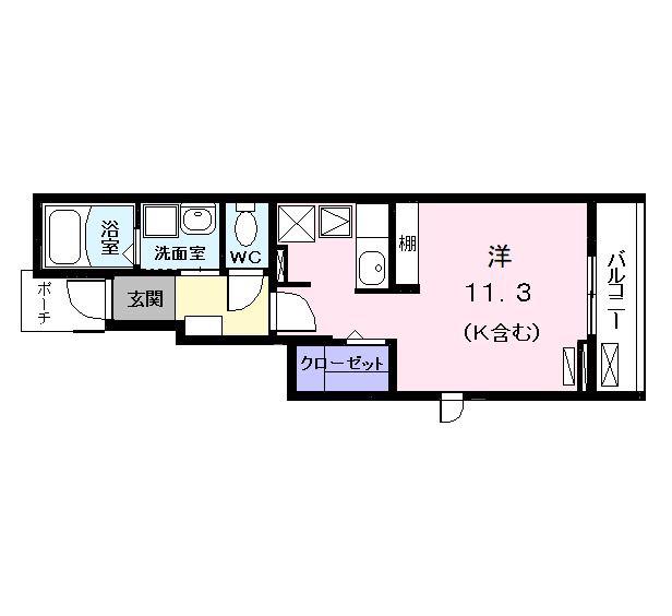 ファミーユ マロミ(ワンルーム/1階)の間取り写真