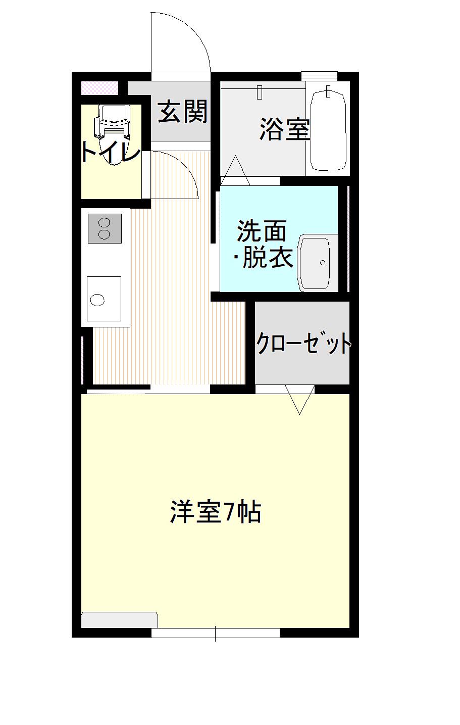 サンシャルム渋佐B(1K/1階)の間取り写真