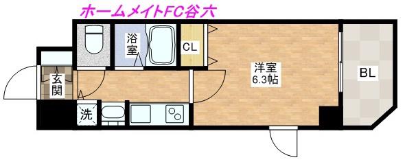 プレサンス心斎橋ザ・スタイル(1K/9階)の間取り写真