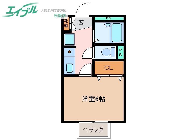 VENT VERT(1K/1階)の間取り写真
