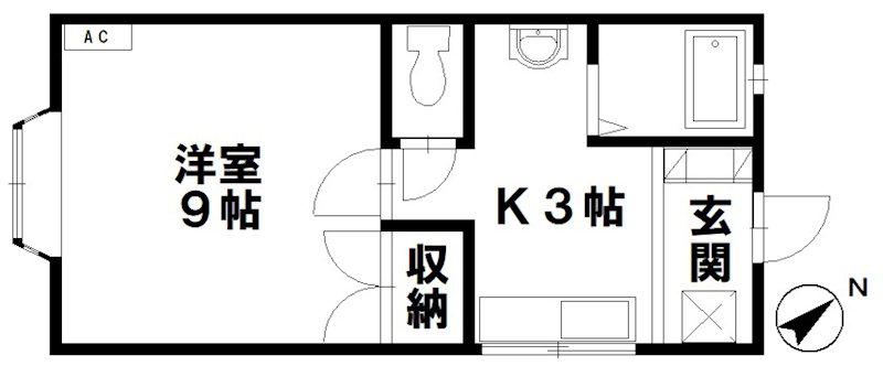 マーセルサワムラII(1K/2階)の間取り写真