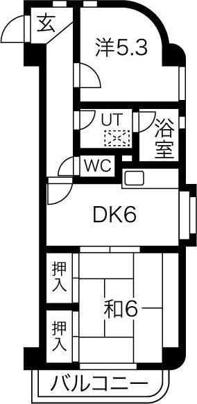 アーバンハイツ児玉(2DK/4階)の間取り写真
