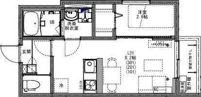 KEIAI RESIDENCE 南柏(1LDK/3階)の間取り写真