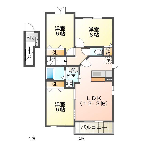 フォーシーズン K(3LDK/2階)の間取り写真