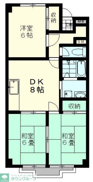 ロイヤルメゾン山崎(3DK/2階)の間取り写真