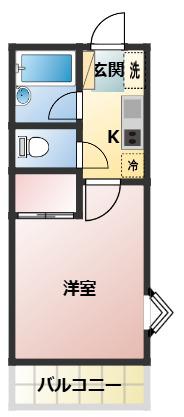 ESTATE紫苑NO2(1K/2階)の間取り写真