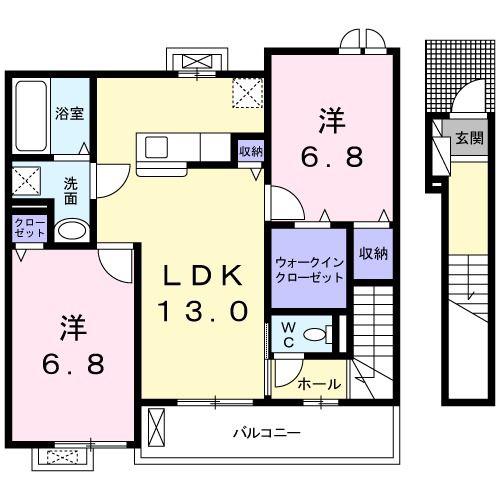 アリビオ S テラス(2LDK/2階)の間取り写真