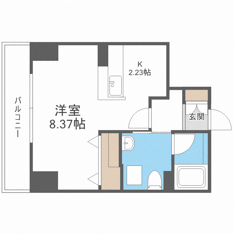 レジディア大通西(1K/9階)の間取り写真