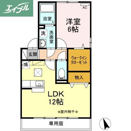 ルミエールA棟(1LDK/1階)の間取り写真