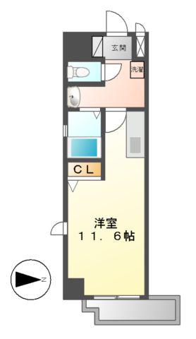H-F名駅北レジデンスイースト(ワンルーム/8階)の間取り写真