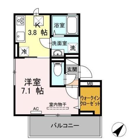 サンヒルズ天神 A棟(1K/1階)の間取り写真