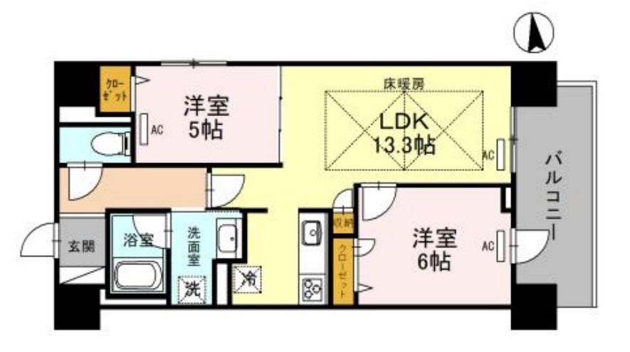 IBC RESIDENCE イースト(2LDK/9階)の間取り写真