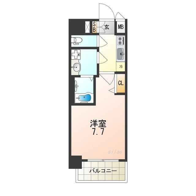 MJC大阪ファインゲート(1K/2階)の間取り写真