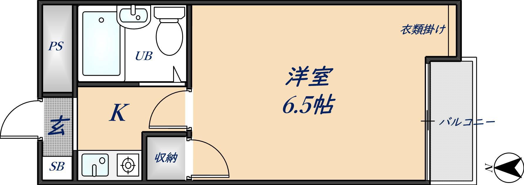 ハーモニーハイツ石井(1K/3階)の間取り写真