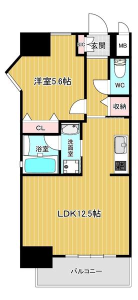 セレニティー名駅(1LDK/14階)の間取り写真