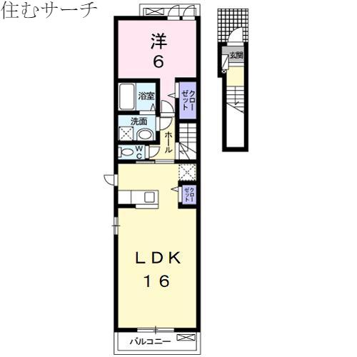 ライズコートTK I(1LDK/2階)の間取り写真
