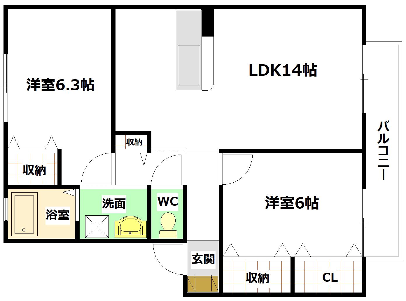 ディモーラ小島(2LDK/2階)の間取り写真