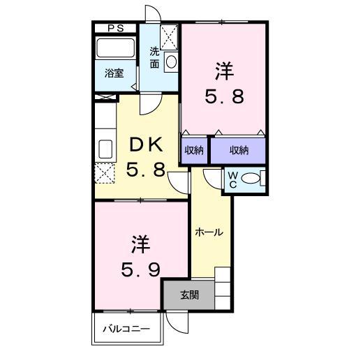 ボヌール・ホクテツ II(1LDK/1階)の間取り写真