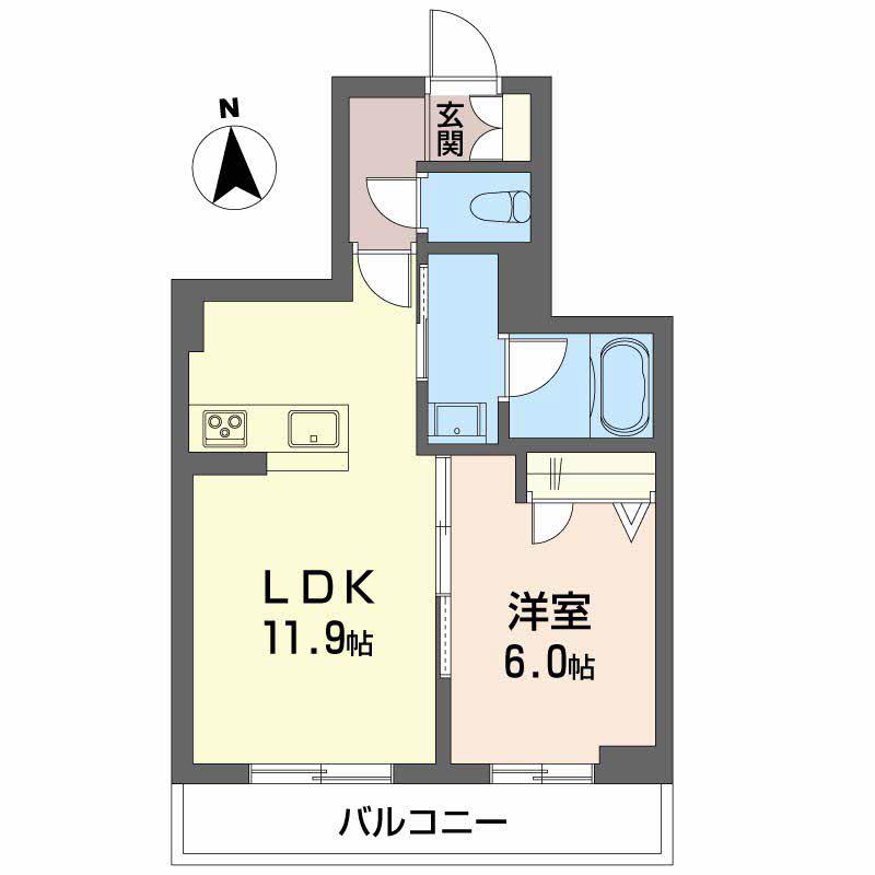 アンビシア西ノ内(1LDK/1階)の間取り写真