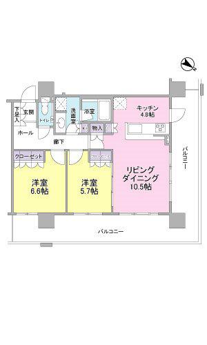 マークス・ザ・タワー東静岡(2LDK/11階)の間取り写真
