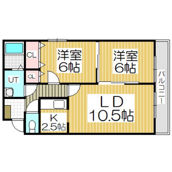 エルクレスト(2LDK/1階)の間取り写真