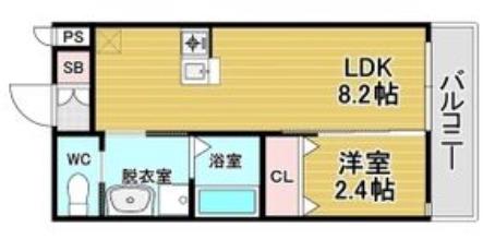 リアコート関大前II(1LDK/3階)の間取り写真